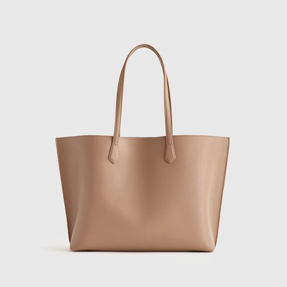 Quince Italian Leather Triple Compartment Shopper Tote Cappuccino - Picture 1 of 14